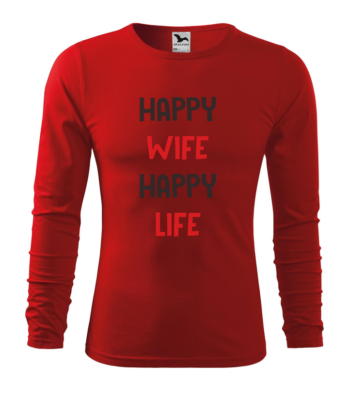 Happy wife happy life - Hosszú ujjú férfi póló piros