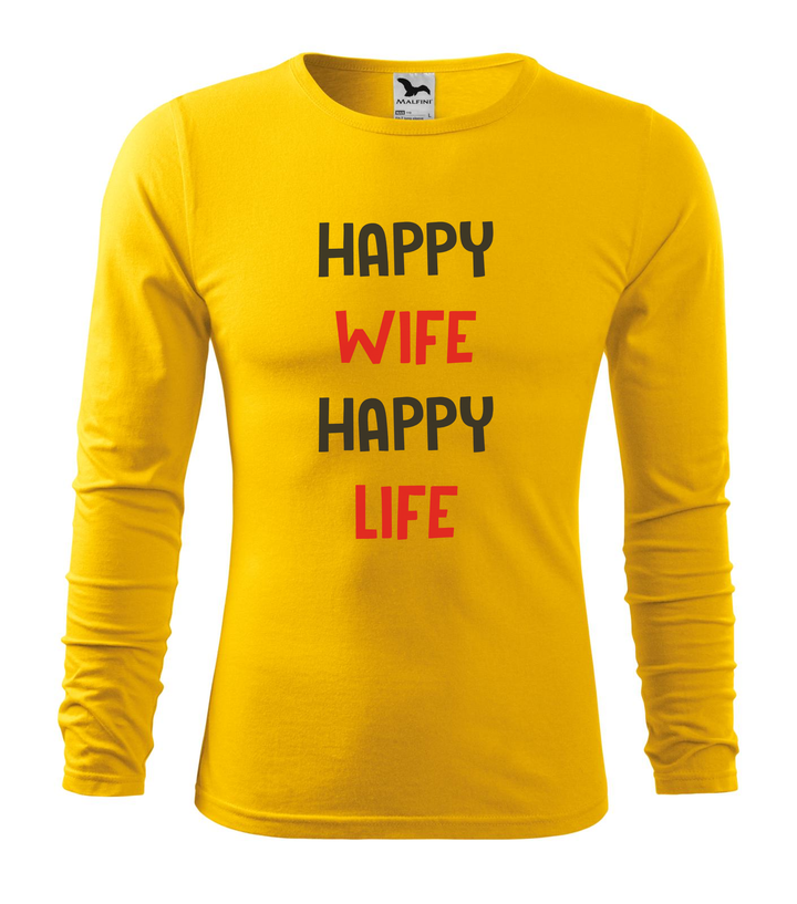 Happy wife happy life - Hosszú ujjú férfi póló sárga