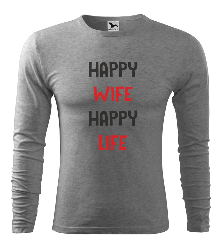 Happy wife happy life - Hosszú ujjú férfi póló sötétszürke
