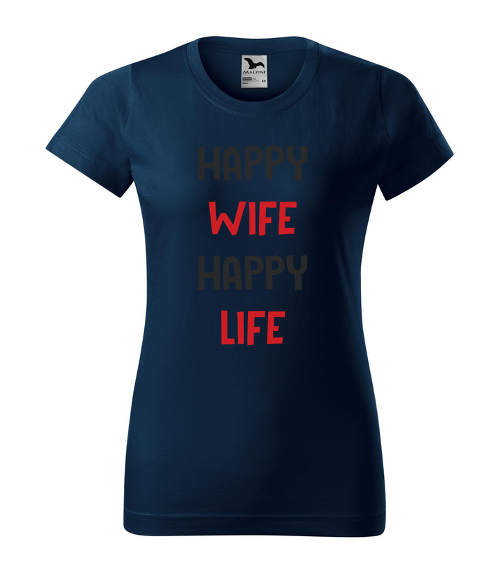 Happy wife happy life - Női póló tengerészkék