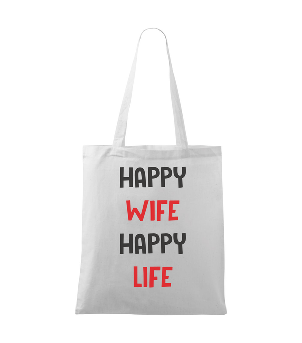 Happy wife happy life - Vászontáska (42 x 38 cm) fehér
