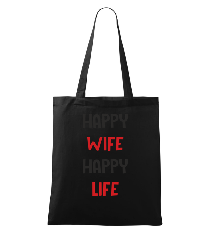 Happy wife happy life - Vászontáska (42 x 38 cm) fekete