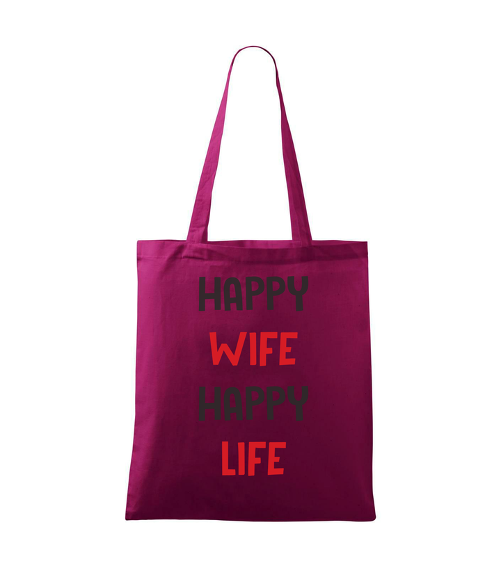 Happy wife happy life - Vászontáska (42 x 38 cm) fukszia