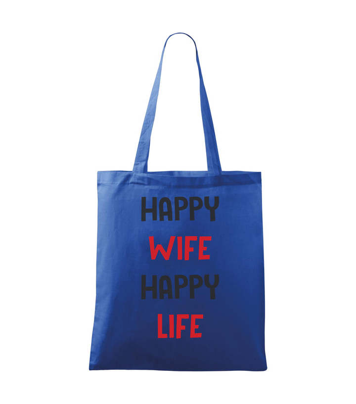 Happy wife happy life - Vászontáska (42 x 38 cm) királykék