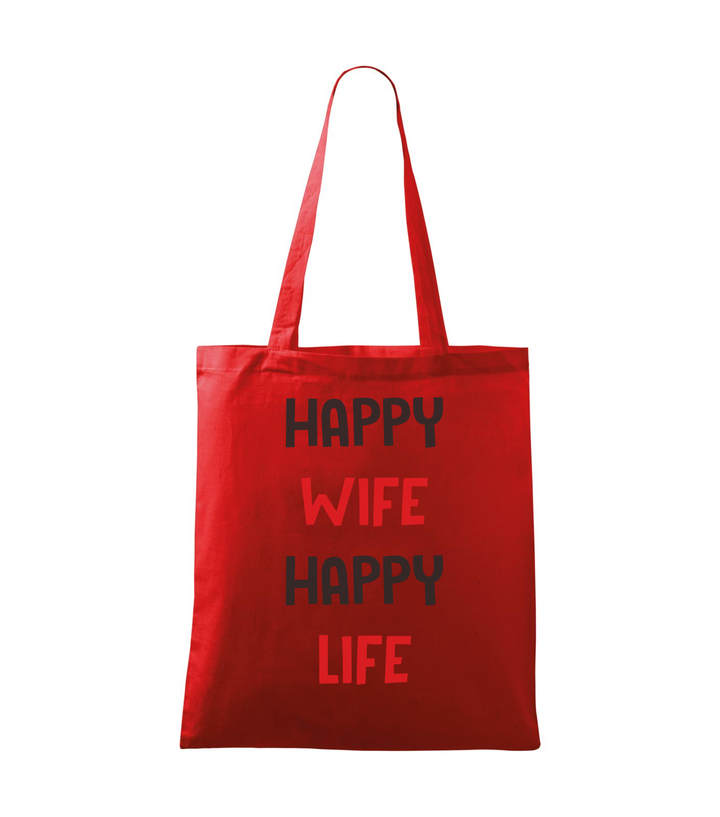Happy wife happy life - Vászontáska (42 x 38 cm) piros