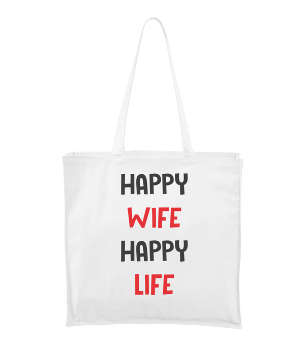 Happy wife happy life - Vászontáska (43 x 43 cm) fehér