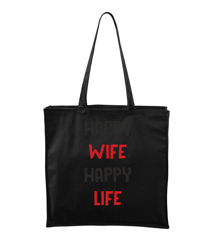 Happy wife happy life - Vászontáska (43 x 43 cm) fekete