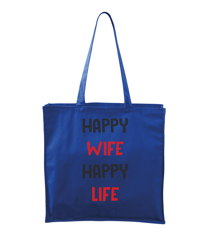 Happy wife happy life - Vászontáska (43 x 43 cm) királykék