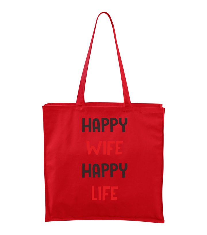 Happy wife happy life - Vászontáska (43 x 43 cm) piros