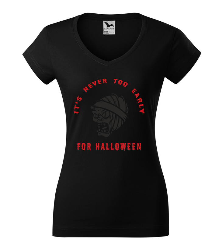 It's never to early for halloween - V-nyakú női póló fekete