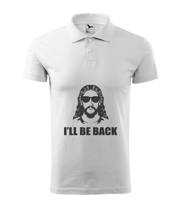 Jesus - I'll be back - Galléros férfi póló fehér