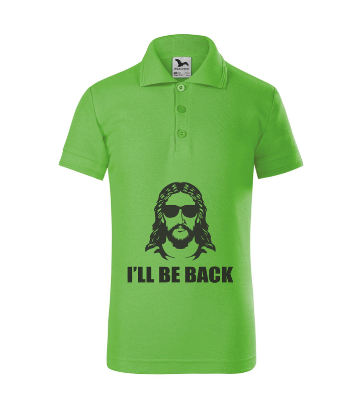 Jesus - I'll be back - Galléros gyerek póló almazöld
