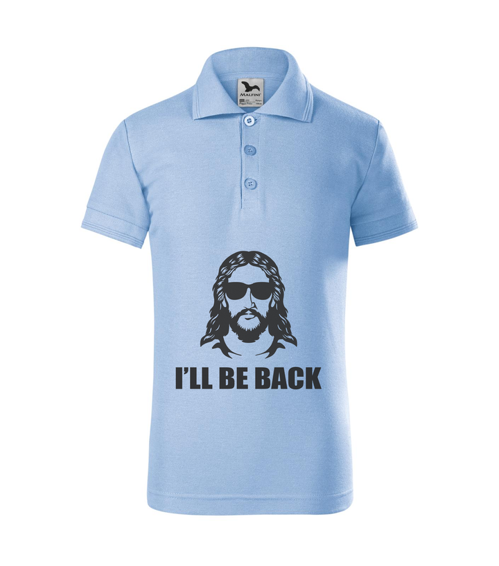 Jesus - I'll be back - Galléros gyerek póló égszínkék