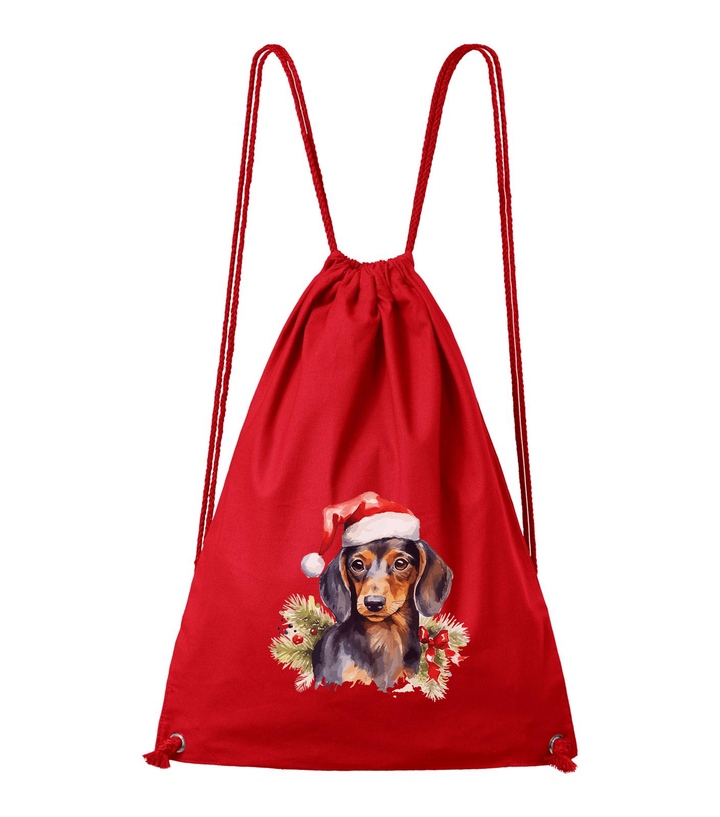 Karácsonyi tacskó - Pamut hátizsák piros