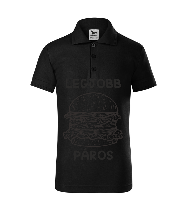 Legjobb páros - Hamburger - Galléros gyerek póló fekete