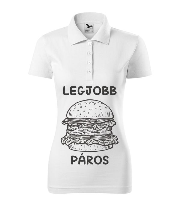 Legjobb páros - Hamburger - Galléros női póló fehér