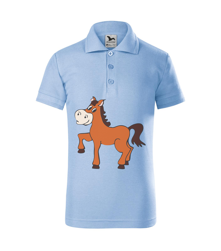 Ló - Galléros gyerek póló égszínkék