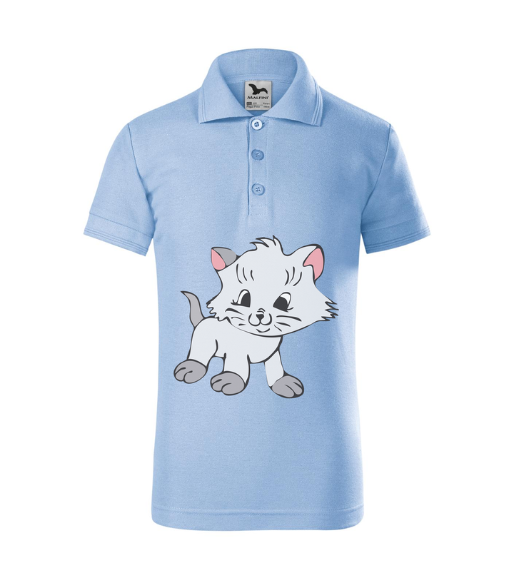 Macska - Galléros gyerek póló égszínkék
