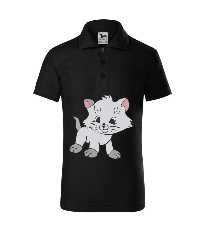 Macska - Galléros gyerek póló fekete
