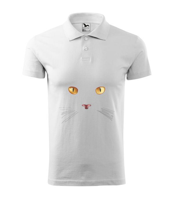 Macska arc - Galléros férfi póló fehér