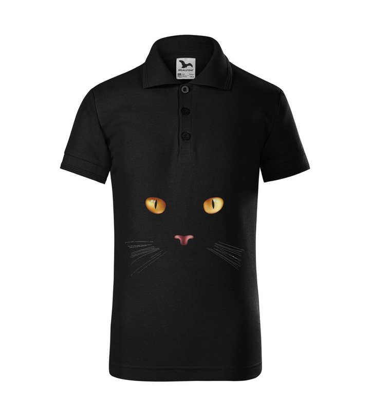 Macska arc - Galléros gyerek póló fekete