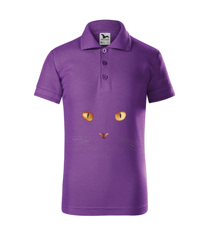 Macska arc - Galléros gyerek póló lila