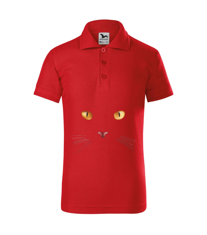 Macska arc - Galléros gyerek póló piros