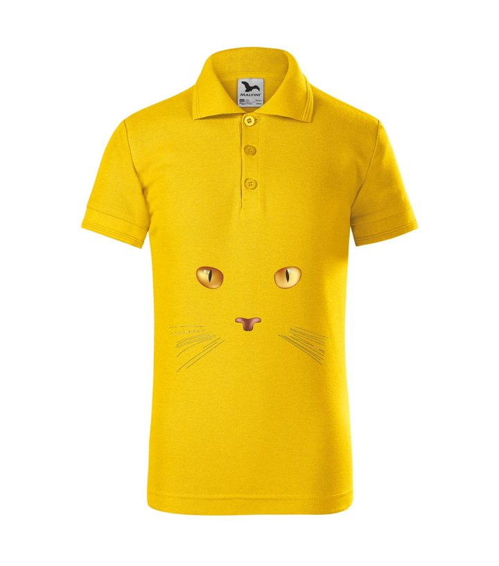 Macska arc - Galléros gyerek póló sárga