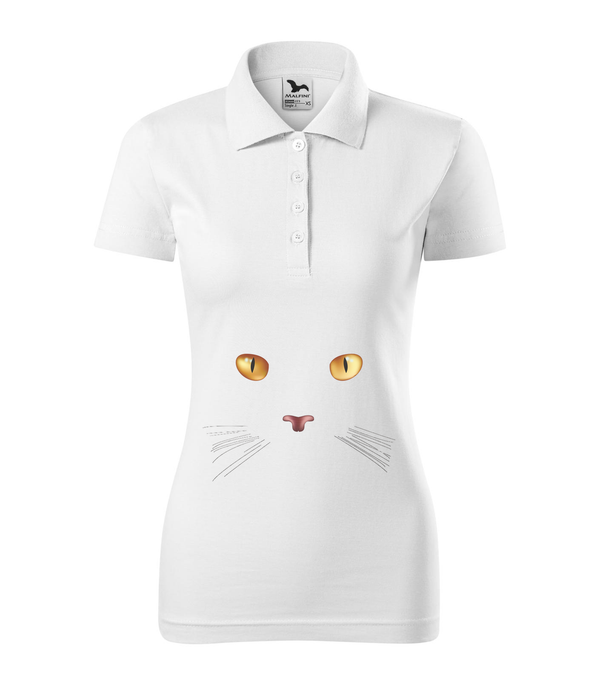 Macska arc - Galléros női póló fehér