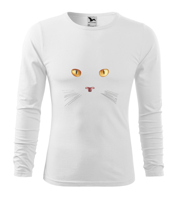 Macska arc - Hosszú ujjú férfi póló fehér