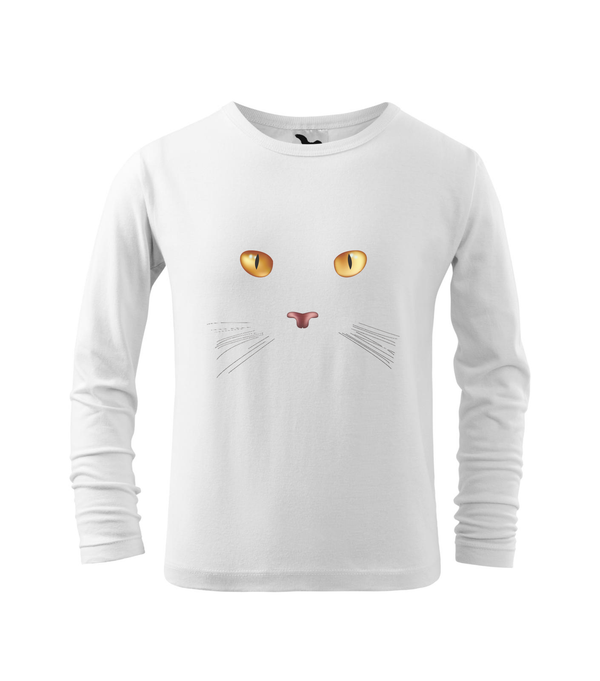 Macska arc - Hosszú ujjú gyerek póló fehér