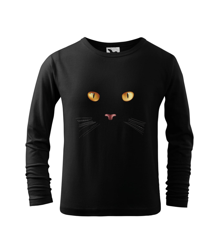 Macska arc - Hosszú ujjú gyerek póló fekete