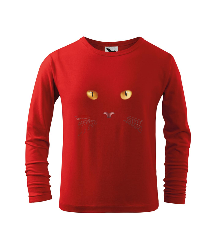 Macska arc - Hosszú ujjú gyerek póló piros