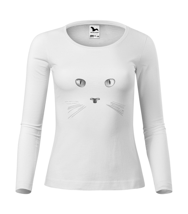 Macska arc - Hosszú ujjú női póló fehér
