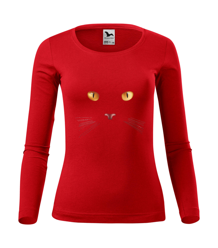Macska arc - Hosszú ujjú női póló piros