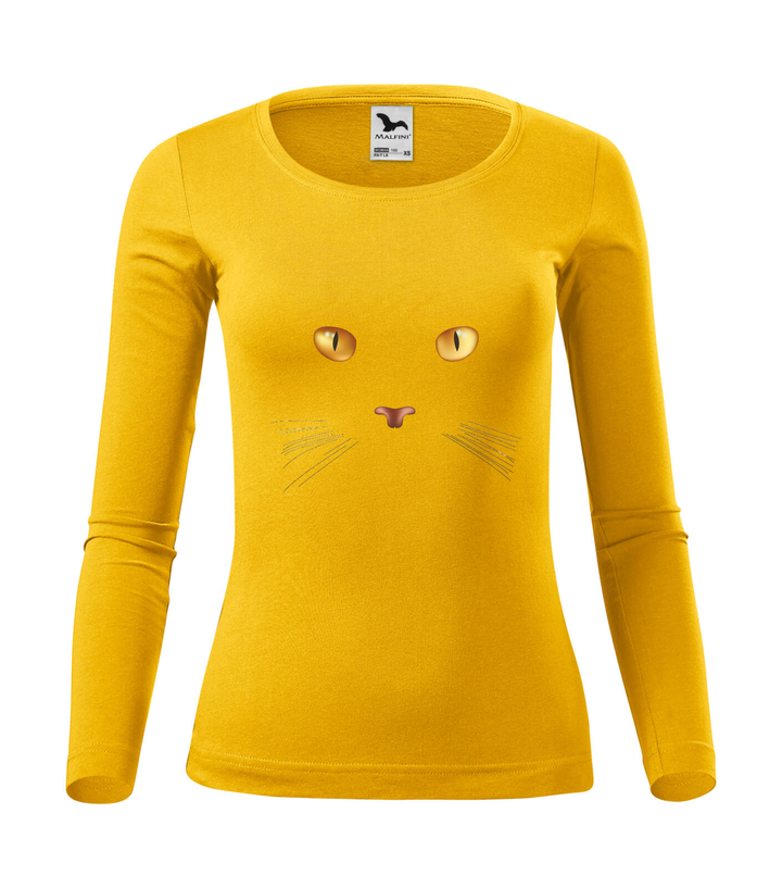 Macska arc - Hosszú ujjú női póló sárga