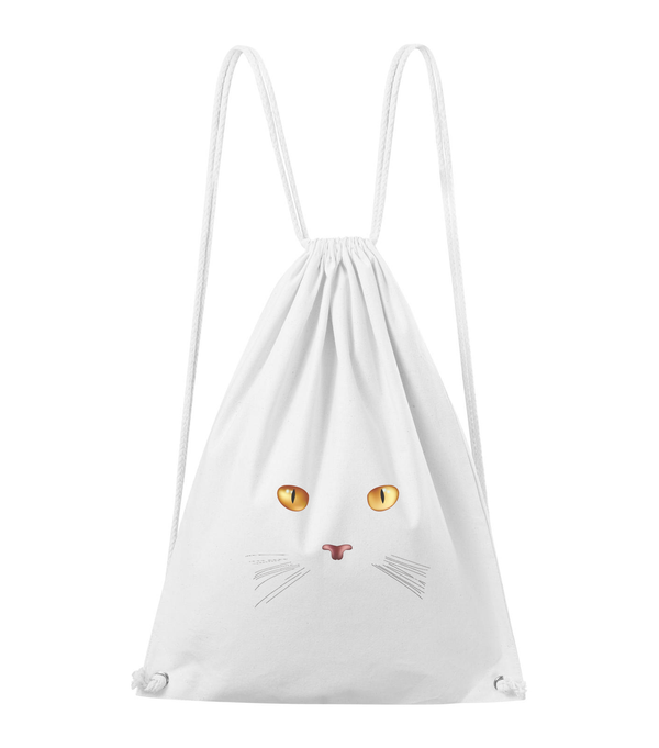 Macska arc - Pamut hátizsák fehér