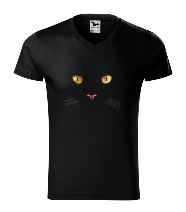 Macska arc - V-nyakú férfi póló fekete