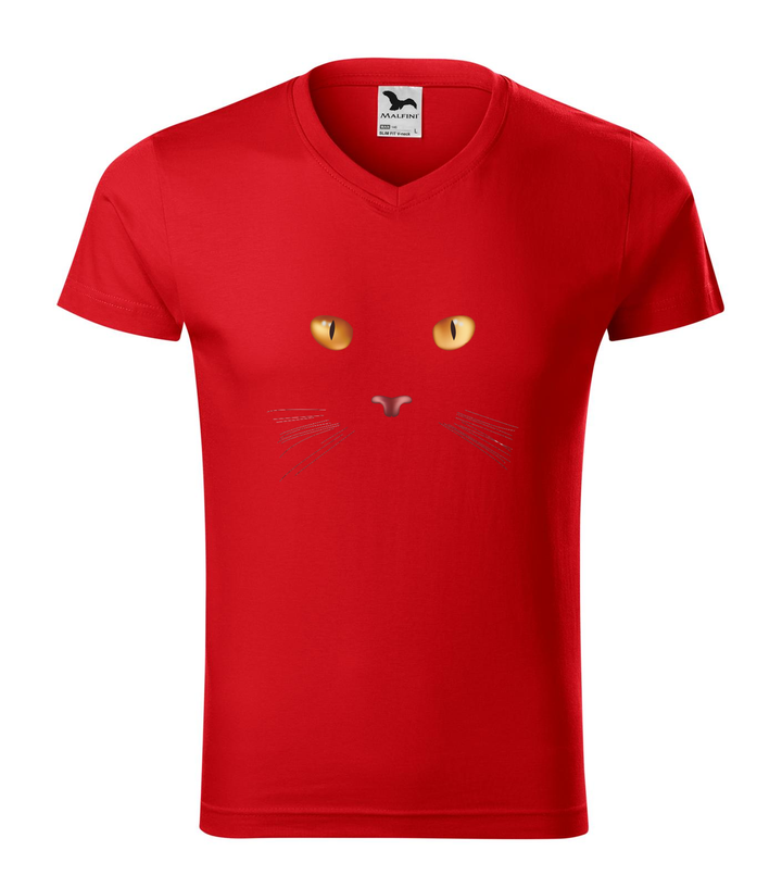 Macska arc - V-nyakú férfi póló piros