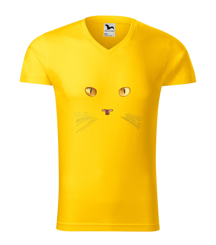 Macska arc - V-nyakú férfi póló sárga