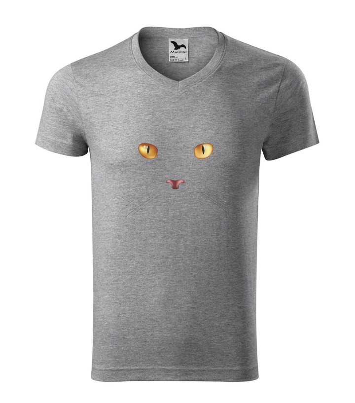 Macska arc - V-nyakú férfi póló sötétszürke
