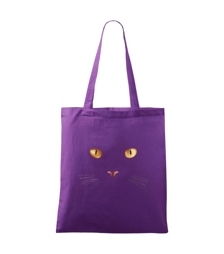 Macska arc - Vászontáska (42 x 38 cm) lila