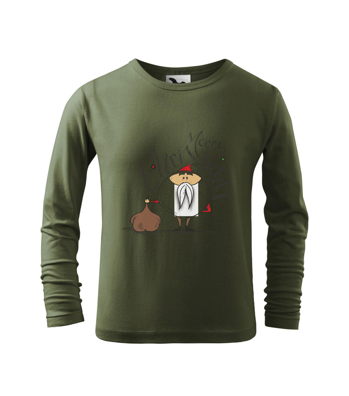 Merry Christmas Santa Claus 2 - Hosszú ujjú gyerek póló khaki