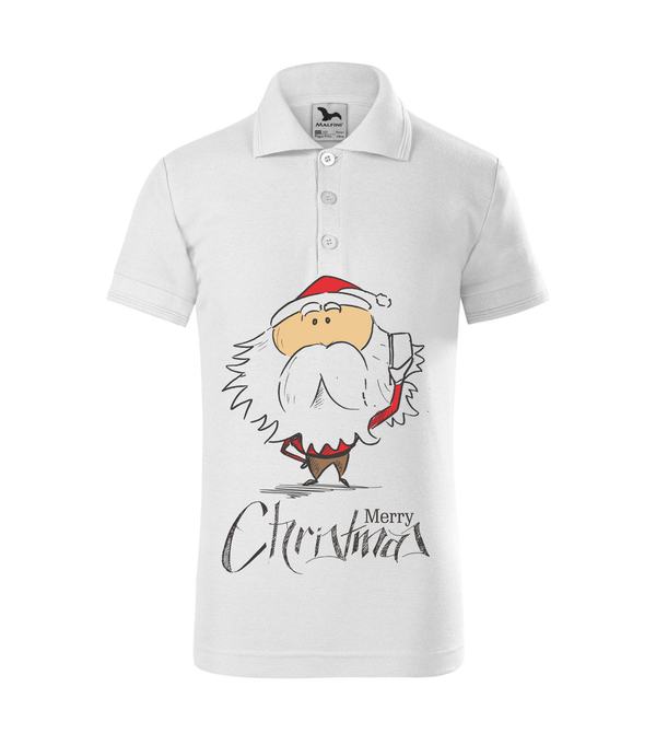 Merry Christmas Santa Claus 3 - Galléros gyerek póló fehér