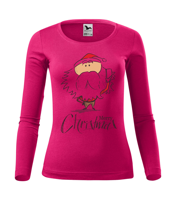 Merry Christmas Santa Claus 3 - Hosszú ujjú női póló málna