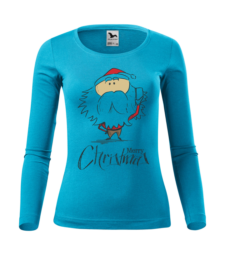 Merry Christmas Santa Claus 3 - Hosszú ujjú női póló türkiz