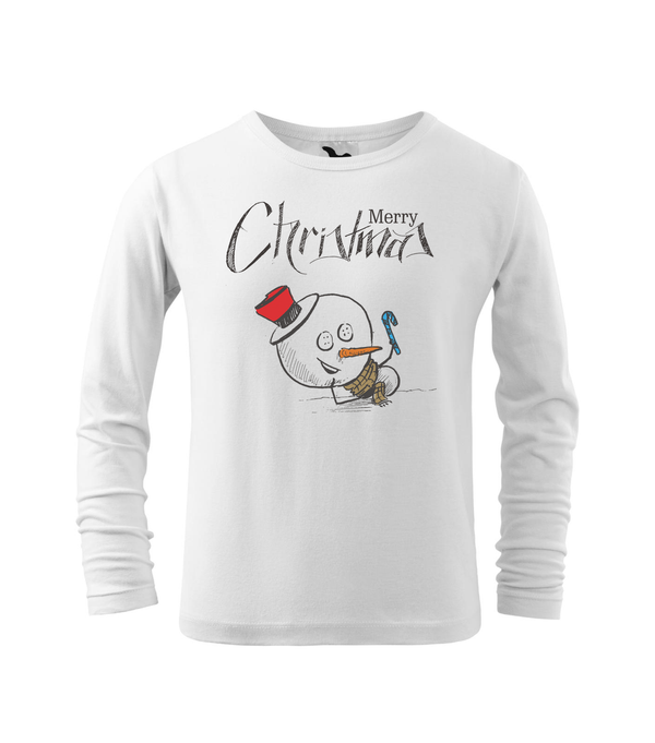 Merry Christmas Snowman - Hosszú ujjú gyerek póló fehér