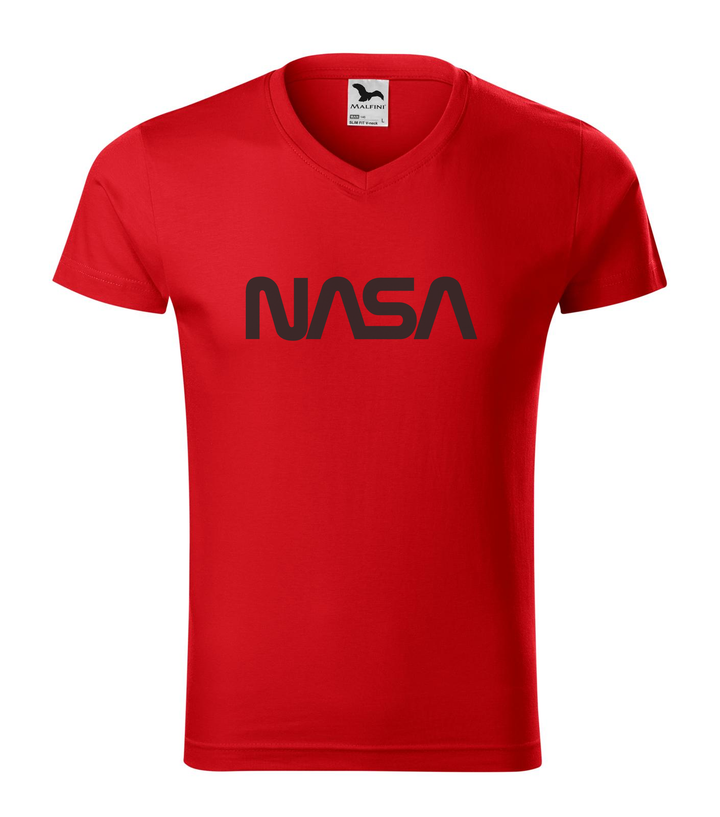 NASA - V-nyakú férfi póló piros