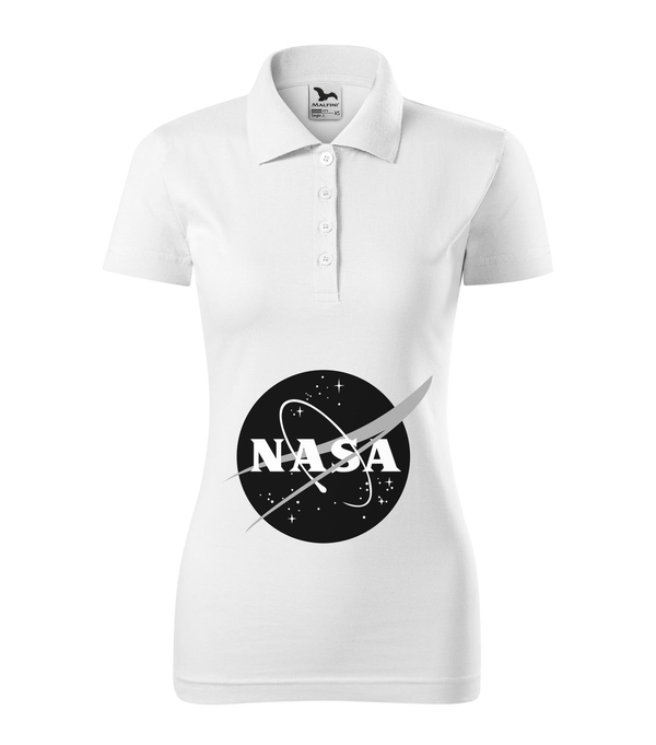 NASA logo 1 - Galléros női póló fehér