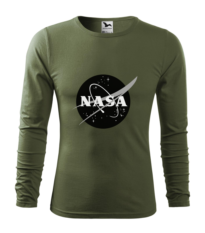 NASA logo 1 - Hosszú ujjú férfi póló khaki